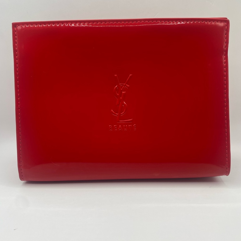YSL beauty pouch red patent leather NWOT still in plastic
